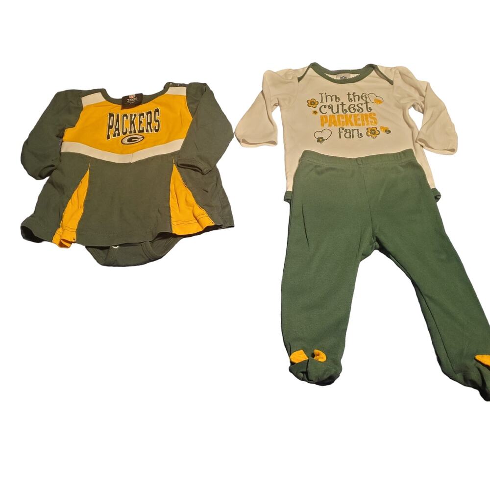 Green Bay Packers Team Infant Girls 6-9 Months NFL Cheer Dress and Bodysuit Set
